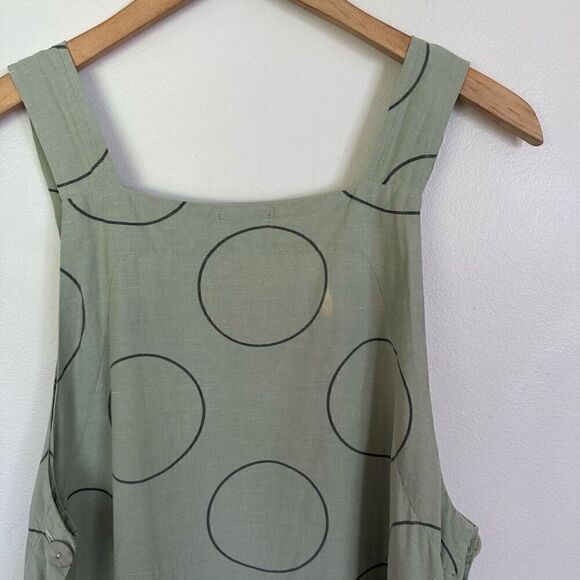 Grizas Women’s Silk Linen Blend Green Sleeveless Jumper Style Dress With All Ove - Picture 3 of 11